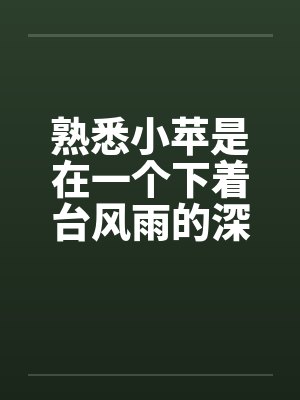 熟悉小苹是在一个下着台风雨的深夜。