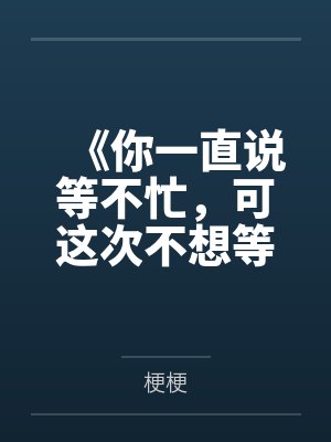 《你一直说等不忙,可这次不想等了》 《你一直说等不忙,可这次不想等了》